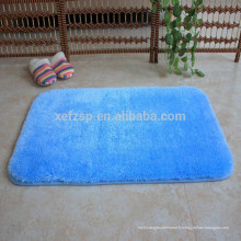 tapis de bain en soie microfibre bleu shaggy